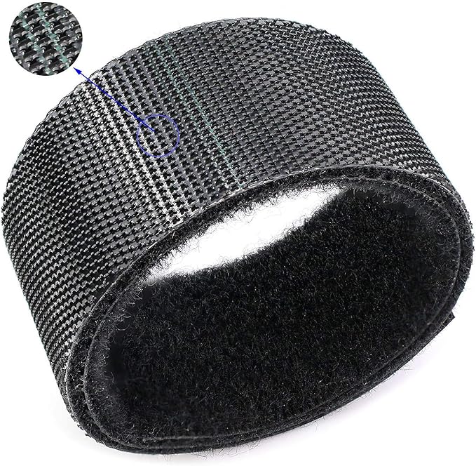 Reusable Fastening Tape Cable Ties 3/4 Inch Double Side Hook Roll (25 Yard, Black)
