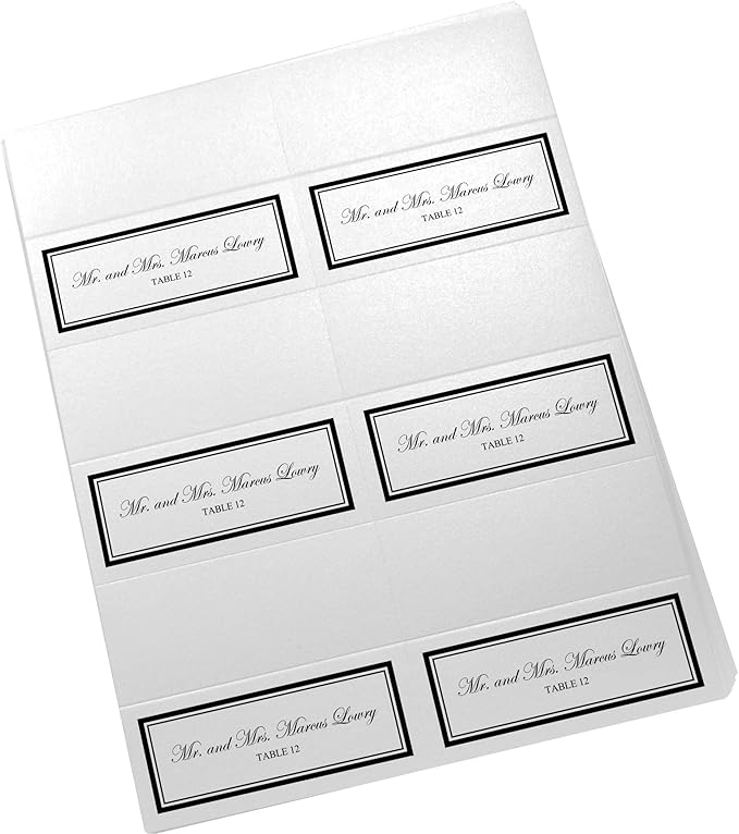 Double Line Border Printable Place Cards, Black (Choose Color), Set of 150 (25 Sheets), Laser & Inkjet Printers - Wedding, Party, Dinner, and Special Events - Made in the USA