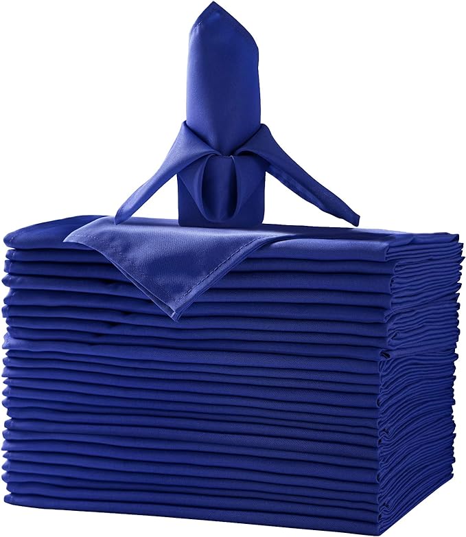 25pcs Polyester Cloth Napkins - 17 x 17 inch Royal Blue Dinner Washable Napkins with Hemmed Edges for Restaurant/Wedding/Hotel(25,Royal Blue)