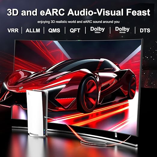 8K Fiber Optic HDMI Cable 65 FT, 8K@60Hz 4K@240Hz, Thin Extra Long HDMI Cable 48Gbps Ultra High Speed, Dynamic HDR, eARC, HDCP 2.2&2.3, 3D, Compatible for PS4/5/Xbox/TV/Laptop/Monitor