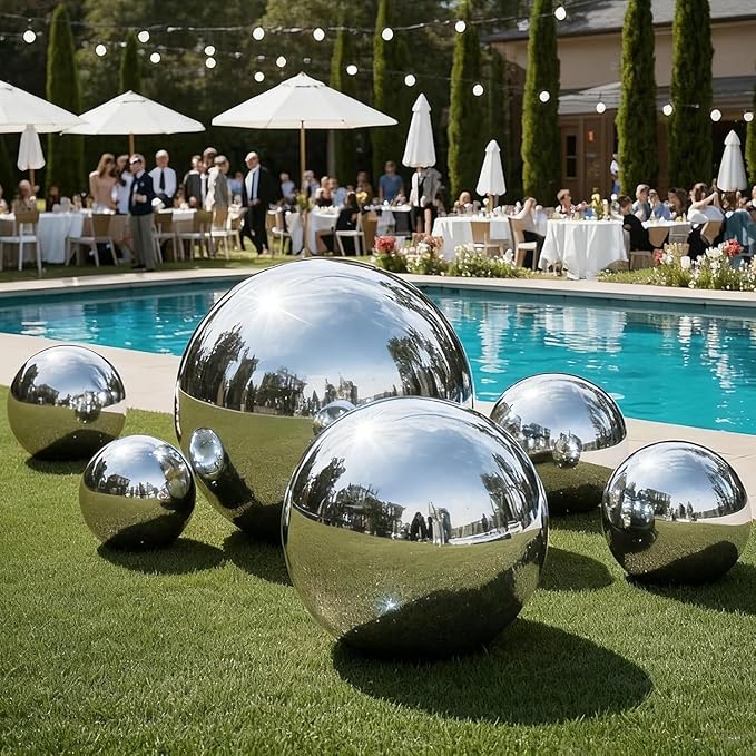 Inflatable Mirror Ball Set, 6-Piece Airtight Large Hanging & Standing Inflatable Disco Disco with 1200W Electric Pump for Party, Wedding, Pool, Events