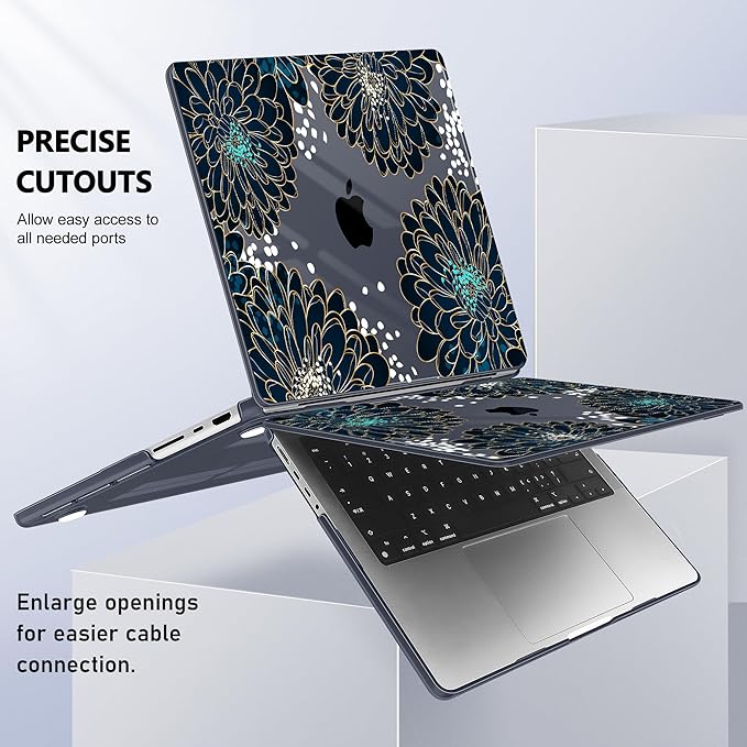 for MacBook Pro 16 inch Case 2021 2022 2023 2024 Release A3186 A3403 M4 A2991 M3 A2780 M2 A2485 M1 Pro/Max, Hard Shell Case with Screen Protector & Keyboard Cover, Luxury Floral