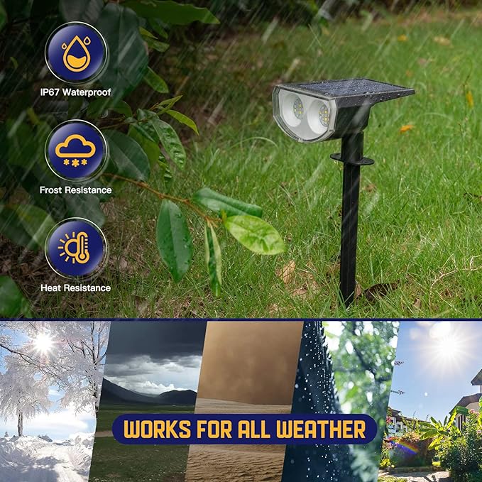 Kyosho Solar Spot Lights Outdoor, IP67 Waterproof Solar Lights for Yard, Garden and Walkways, 38 LEDs RGBW Multicolor Spotlight, 6 Pack