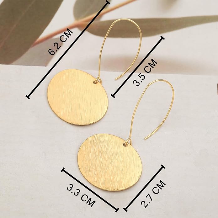 SOFYBJA Dainty 18K Gold Plated Disc Ball Triangle Sunburst Drop Earrings Long Dangle Lightweight Handmade Earrings Jewelry