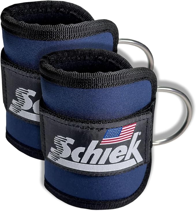 Schiek Sports 1707 Ankle Cuffs - Ideal for Glute Kickbacks and Cable Machine Workouts - Durable and Built To Last