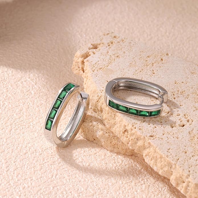 Trendy CZ Gold/Silver Hoop Earrings for Women Square Hypoallergenic chunky gold Hoop Earrings Geometric Minimalist Rectangle Hoops