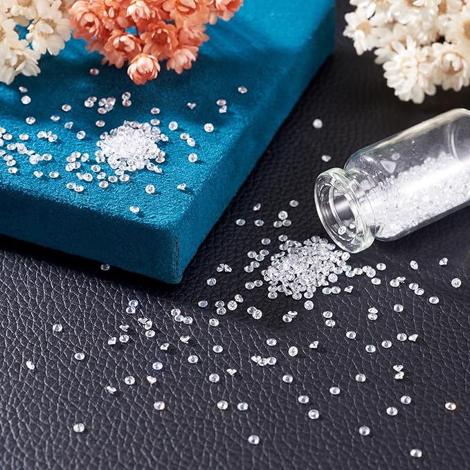 Fashewelry 1000Pcs Crystal Clear Cubic Zirconia Faceted Rhinestone Cabochons 2mm Mini Pointed Back Diamante Gems for Nail Art Craft Replacing Jewelry