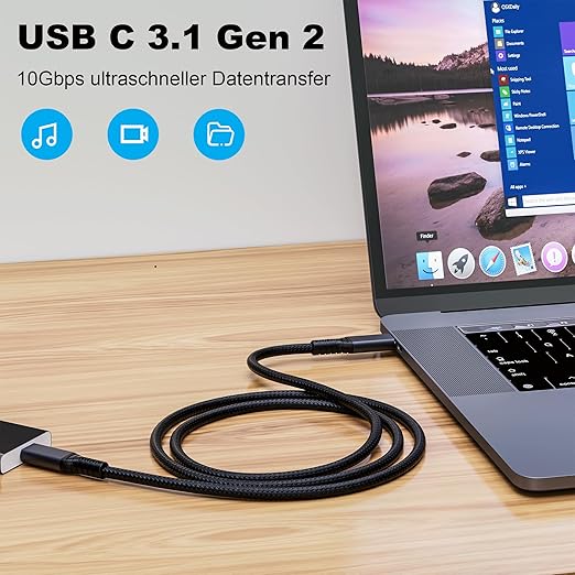 usbc to USB c 3.1,USB-c 10gbps Data Transfer Video 4K Monitor Cable 100W High Speed Data Transfer Fast Charging Cord Compatible with Monitor 3.3FT(1m)