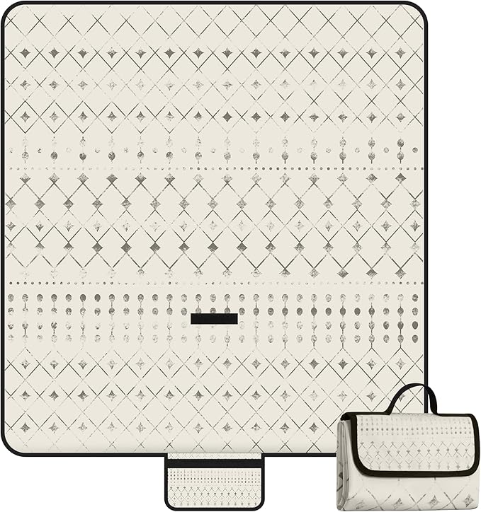 Picnic Blankets Waterproof,79''x79'' Extra Large Foldable Sandproof Beach Blanket,Portable 3-Layer Polyester Outdoor Picnic Blanket for Grass Lawn,Beach,Family Camping,Park,Travel-Beige