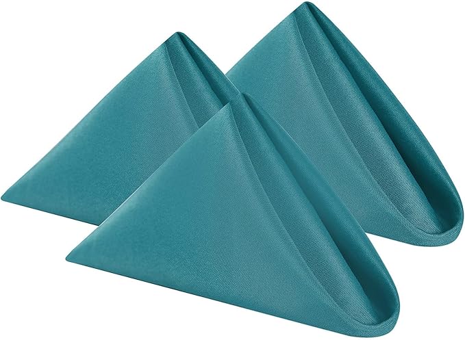 Cloth Napkins 17x17 inch Washable Polyester Dinner Napkins Soft Table Napkins for Wedding Party Dining Banquet(Teal,12PCS)