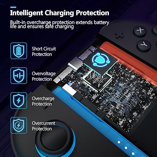 Switch 2 Joycon Charging Grip with Built-in 2000 mAH Battery, Super Magnetic Charger Handle for Nintendo Switch 2 Joycons, Ergonomic Controller Grips for Playing While Charging, Switch 2 Accessories Black (Built-in Battery Black)