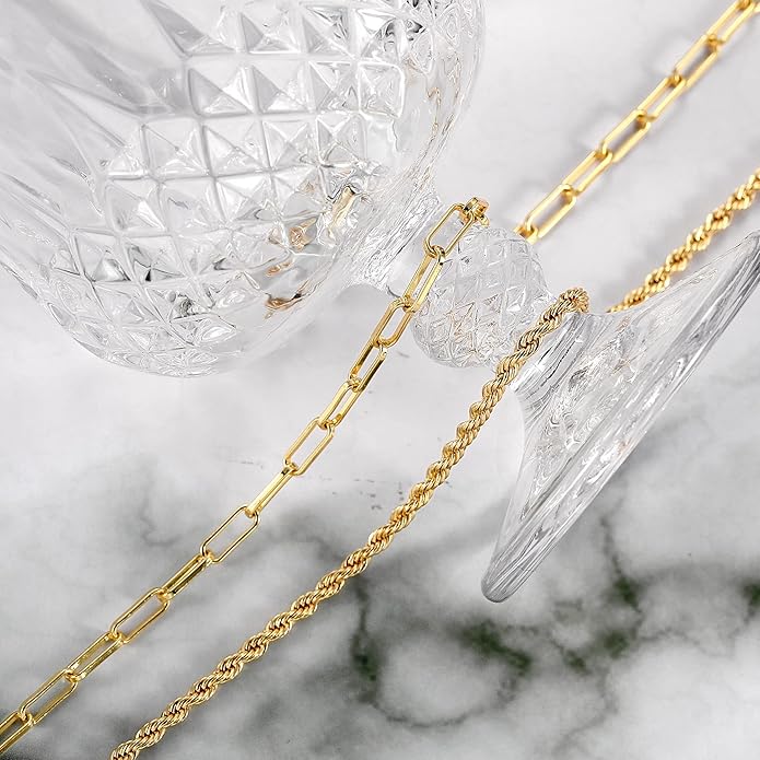 CHESKY Layered Necklaces for Women, 14K Gold Plated Chain Necklace Women Trendy Cuban Link Paperclip Chain Toggle Clasp Necklace Fashion Chunky Jewelry for Women