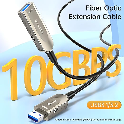 Active Optical USB 3.0 Extension Cable Fiber Optic Type A Male to Female USB Extension Cord USB Extender 5Gbps Data Transfer for Webcam,Gamera, USB Hub, Keyboard, Hard Drive, Printer(50ft)