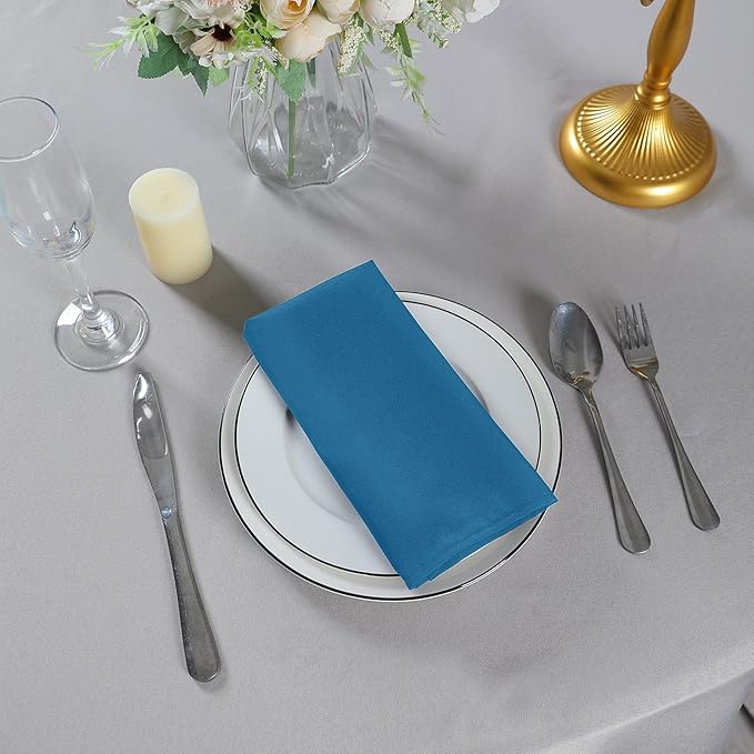 Cloth Napkins 20x20 inch Washable Polyester Dinner Napkins Soft Table Napkins for Wedding Party Dining Banquet(Mediterranean Blue,12PCS)