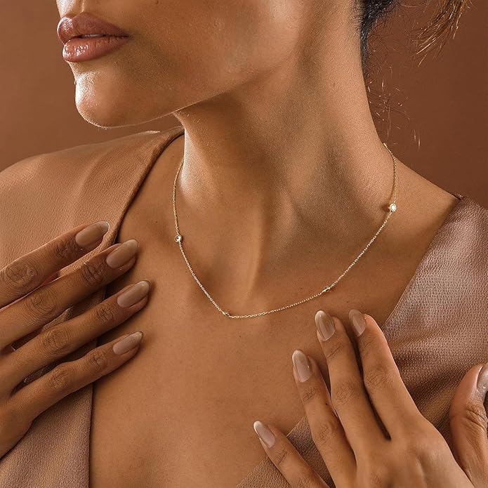 Valentines Day Gifts for Women Her - Dainty Necklaces for Women Cute Station Choker Simulated Diamond Necklace Simple Layering CZ Necklace Trendy Jewelry Gifts