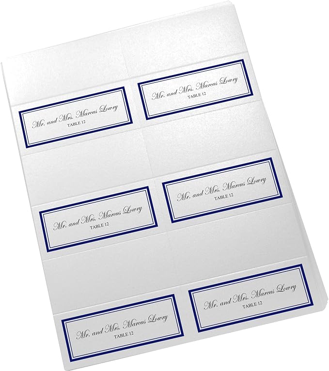 Double Line Border Printable Place Cards, Navy (Choose Color), Set of 150 (25 Sheets), Laser & Inkjet Printers - Wedding, Party, Dinner, and Special Events - Made in the USA