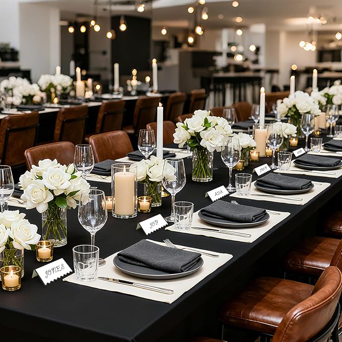 150 PCS Black Scalloped Place Cards 2 x 3.5 Inch Blank Tented Place Card Name Cardstock Seat Assignment Label Card Reserved Table Signs Seating Signs for Birthday Party Wedding Setting
