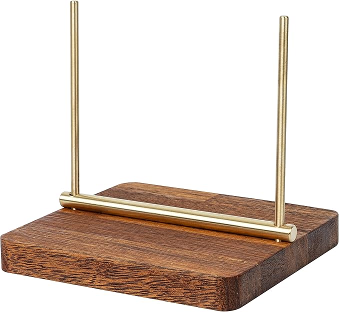 Handmade Brass Napkin Holder, Wood Square Tabletop Napkin Dispenser with Brass Holder for Home, Kitchen, Office, Restaurant, Hotel, Cafe, Outdoor, Perfect Warming Gift