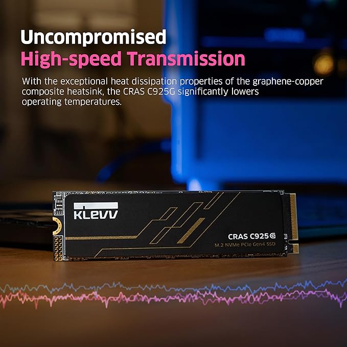KLEVV CRAS C925G 1TB M.2 2280 NVMe PCIe Gen4x4 Internal Gaming SSD with Graphene Heatsink, Compatible with PS5, up to 7400MB/s (K01TBM2SP0-25G)
