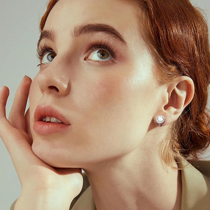 Thunaraz Elegant Clip on Earrings for Women Crystal Wedding Earrings Clip on Rhinestone Dance Competition Stage Opera Performance Earrings Formal Earrings for Brides Bridesmaids Non Pierced Jewelry