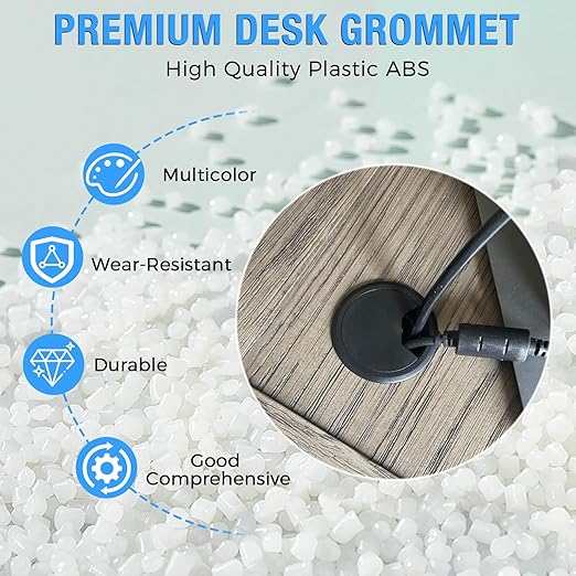 Desk Grommet 2" (50 mm), Desk Cord Hole Cover, Cable Grommet ABS Plastic, Desk Hole Grommet for Office and Home Table Cable, Detachable Adjustable Cable Cord Organizer (Light Grey 2 Pcs)