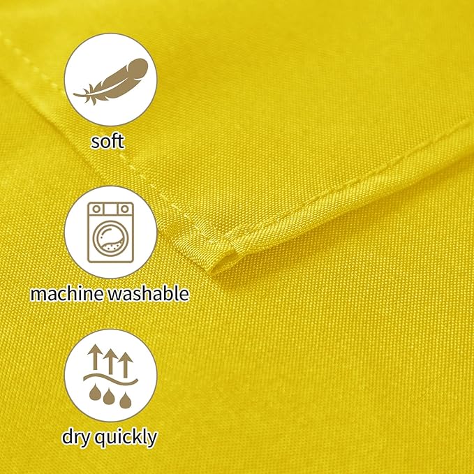25pcs Polyester Cloth Napkins - 17 x 17 inch Yellow Washable Dinner Napkins with Hemmed Edges for Restaurant/Wedding/Hotel(25,Yellow)