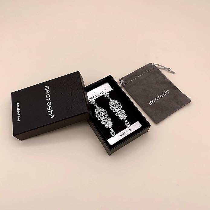 mecresh Gold/Silver Rhinestone Chandelier Wedding Bridal Dangle Earrings