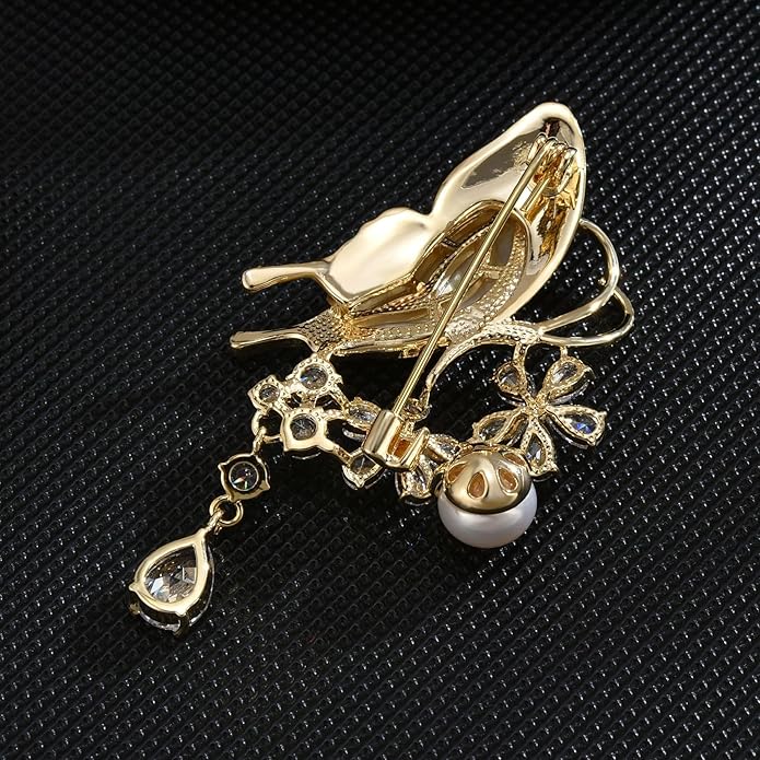 Animal Brooch Insect Bird Brooches Pearl Rhinestone Crystal Brooch 18k Gold-Plated Lapel Pins Jewelry Gifts Birthday Gifts for Women Men