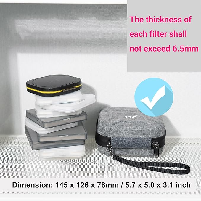 JJC 10 Pockets Hard Shell Lens Filter Bag Up to 95mm, Water Resistant & Dustproof, Camera Filter Pouch Carrying Case for Photography Round Filter with Microfiber Cleaning Cloth
