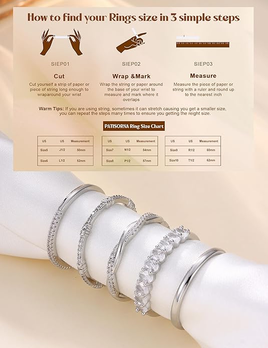 Dochais 5PCS Stackable Gold Silver Rings for Women, Non Tarnish Dainty Cubic Zirconia Rings, 14K Gold Plated Minimalist Wedding Band Rings Set, Trendy Statement Stacking Rings Size 5-10