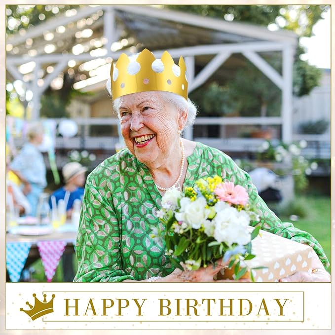 Crtiin 100 Pcs Gold Paper Crowns Birthday Party Bulk for Adults Classroom Students Hat Supplies Favors (Classic Style)