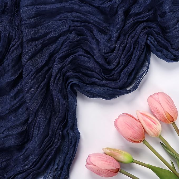 6 Pack Navy Blue Cheesecloth Table Runner 10FT Boho Cheese Cloths Gauze Fabric Table Runners 120 Inch Rustic Sheer for Wedding Birthday Party Baby Shower Centerpiece Home Decorations