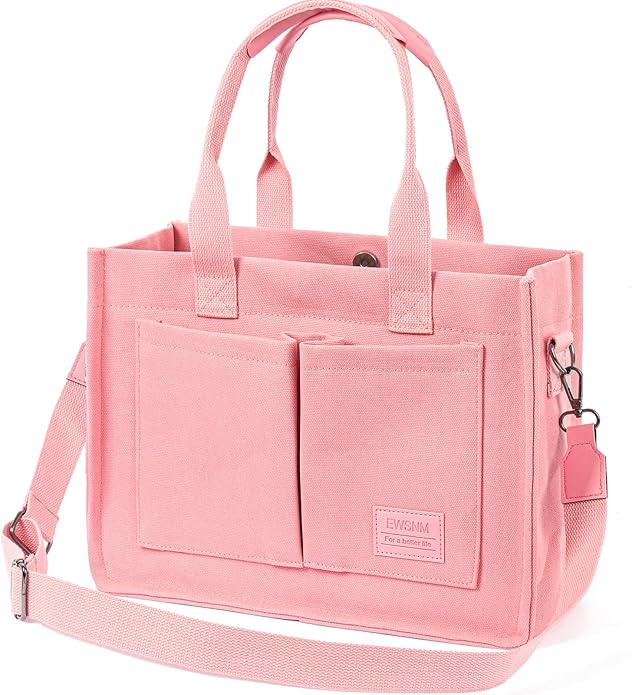 Canvas Tote Bag for Women, Large Laptop Travel Tote Handbag Totes with Crossbody Shoulder Teachers Reusable Grocery Bags