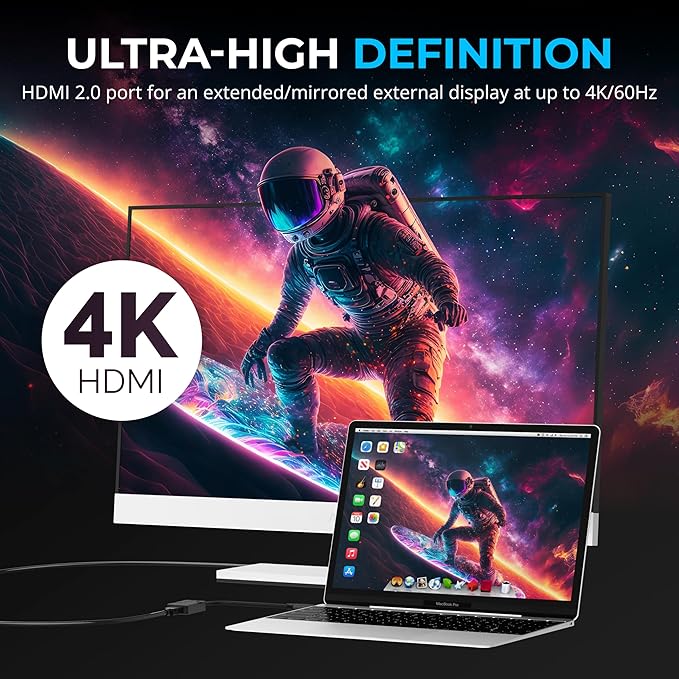 SABRENT, HDMI to USB C Adapter, USBC to HDMI Adapter 4K 60Hz, Thunderbolt Compatible for MacBook Pro/Air, iPhone 15/16, S23/24, Laptops, Tablets, Aluminum Design (DA-CH4K)
