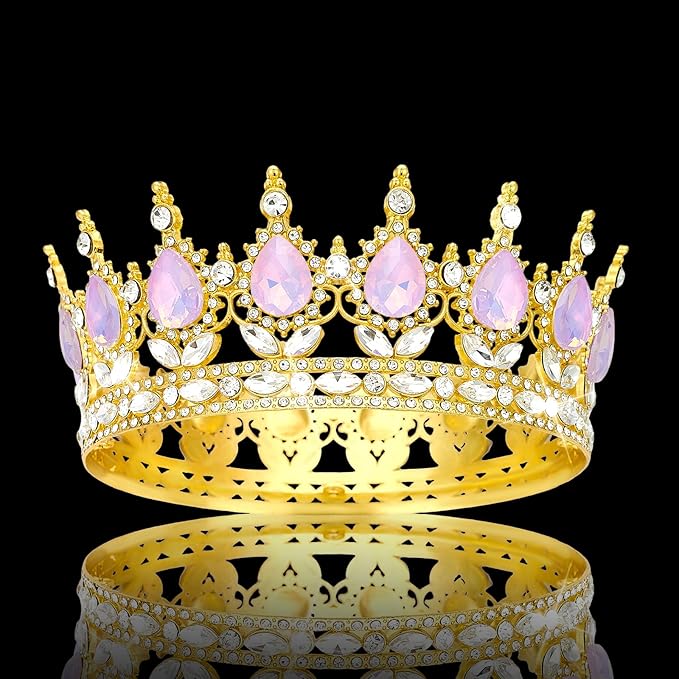 Queen Crown Rhinestone Wedding Crowns and Tiaras for Women Costume Party Hair Accessories Princess Birthday Crown Crystal Bridal Crown (Gold Fantasy Purple Crown)