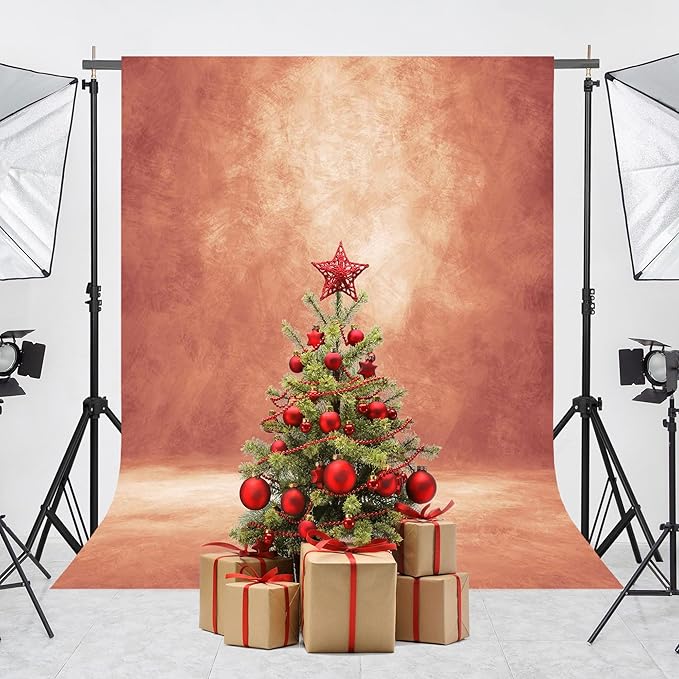 Abstract Professional Photography Backdrop for Portrait Photo Props Booth Background Photoshoot Studio with Polyester Fabric Roller Pocket on Top(8x10ft,Brick Red,No Stand)