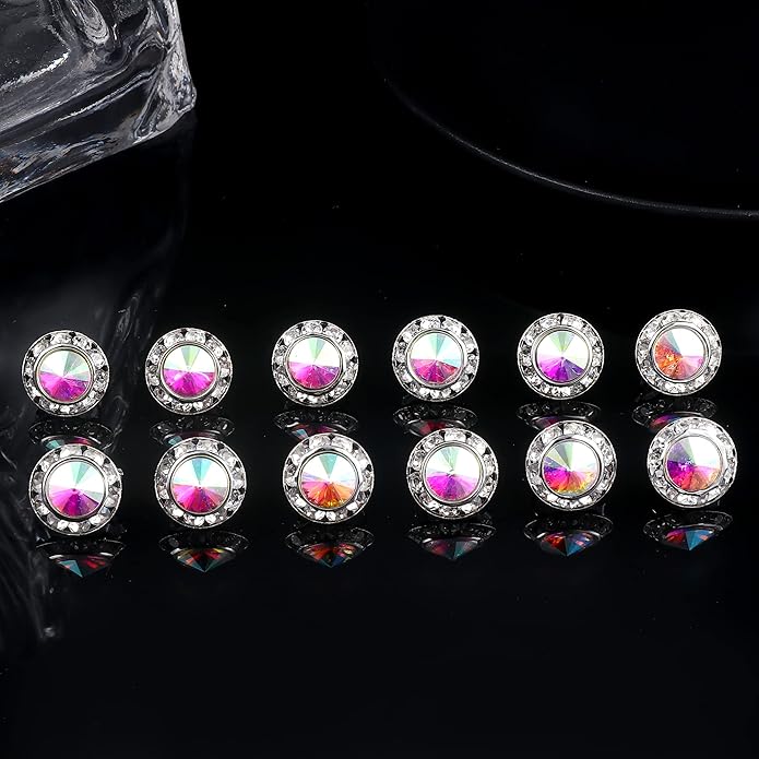 FIBO STEEL Clip on Halo Earrings Rhinestone Earrings Crystal Earrings for Women Round Acrylic Stone Inside Dance Competitions Stage Opera Performance Wedding Party Jewelry