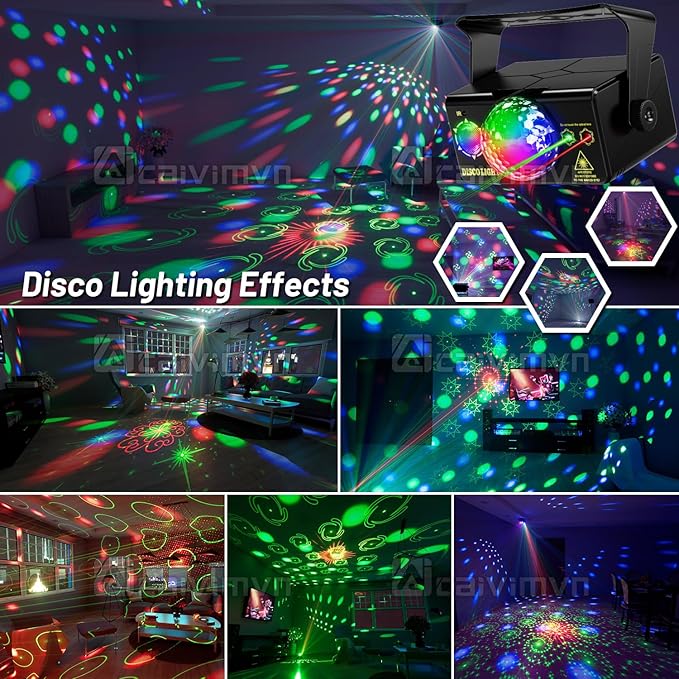 Party Lights Dj Disco Light Disco Ball Light LED Stage Strobe Lights Projector Sound Activated with Remote Control for Parties Club Bar Holiday Christmas Dance Gift Birthday Xmas Wedding Home Décor