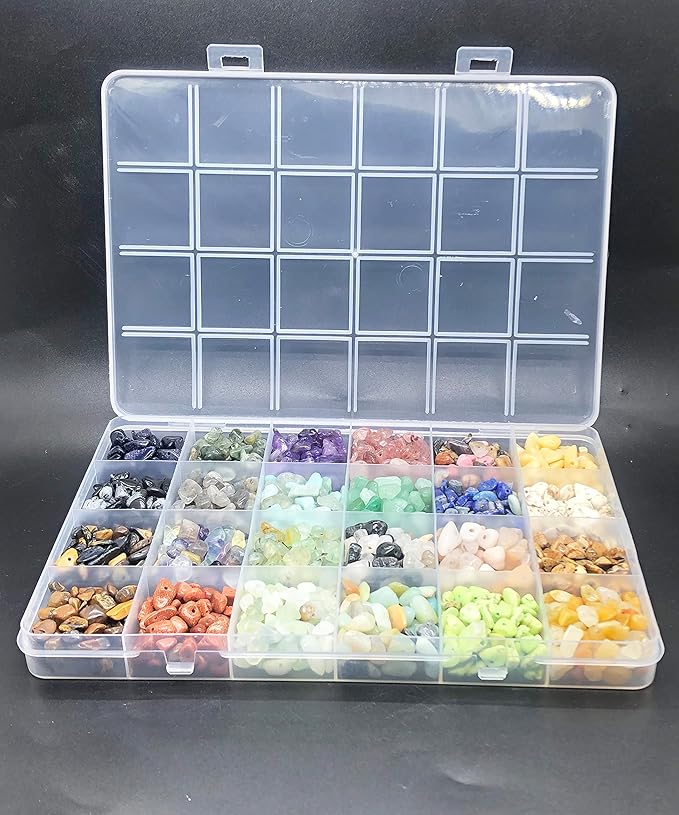 Yephac Gemstone Beads Natural Irregular Shaped Stone Chips Crystal Energy Healing Power for Jewelry Making(24 Materials-2)