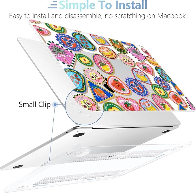 MEEgoodo Case for MacBook Air M4/M3/M2 13.6 inch 2025 2024 2022, Fit Model A3240 A3113 A2681, Compatible with MacBook Air 13 inch, Laptop Hard Shell Case with Keyboard Cover, Fruit & Sticker