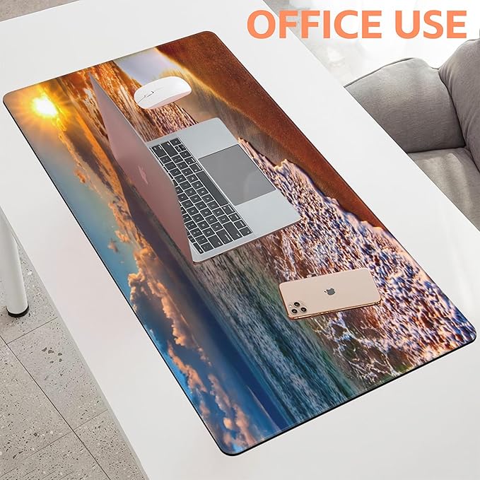 Mouse Pad Large Nice Sunset Non-Slip Game Desk Mat with Stitched Edge Laptop Keyboard Desk Pad for Work Home Gaming (35.4 x 15.7 Inches)