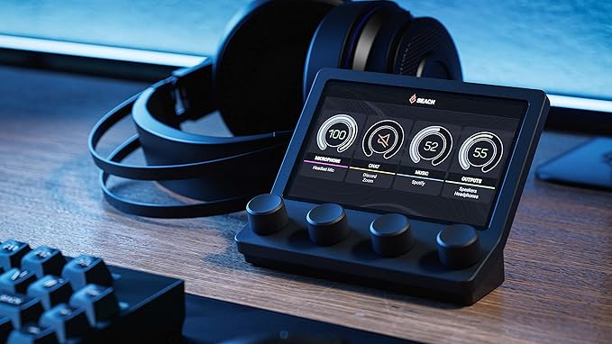 BEACN Mix - USB C Windows Audio Controller with a Beautiful 5” Color Display and 4 Smooth Push-Button encoders for Streaming, Gaming, Podcasting, and Work from Home Applications (Dark)
