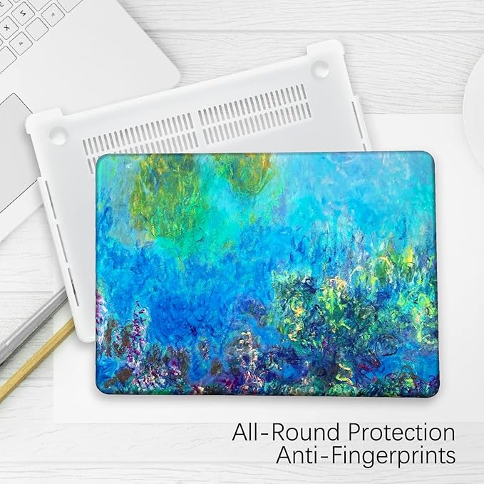 Berkin Arts for MacBook Pro 14 inch Cover A3401 A3185 A3112 A2992 A2918 A2779 A2442 with M4 M3 M2 M1 Chip(2021-2024 Release) Keyboard & Screen Cover Cloisonnism (Wisteria by Monet)