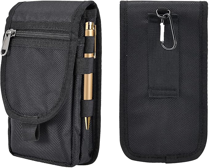 2 Packs Large Smartphone Pouch, Phone Pouch, Cell Phone Holster, Multi-Purpose Tool Holder, Tactical Carrying Case Belt Loop Pouch Men’s Waist Pocket for Hiking, Camping,Rescue Essential