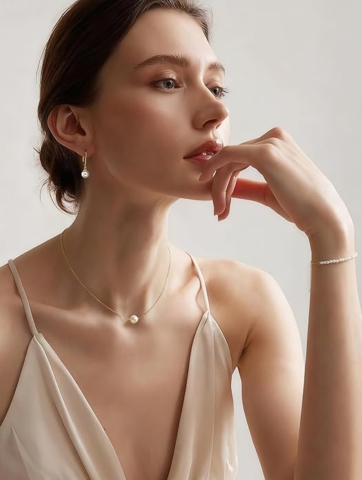 YADOCA Gold Jewelry Set for Women - 16K Gold Plated Pearl Necklace and Earring Set With Drop Earrings,Charm Layered Necklace,Adjustable Bracelets - Dainty Women's Pearl Jewelry Set For Wedding Gifts