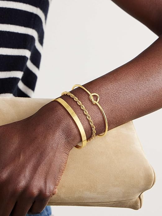 Gold Bangle Bracelets for Women, Non Tarnish Dainty 14K Gold Plated Cuff Bracelets Stackable for Women,Waterproof Bracelet Stack Gold Jewelry Gifts Trendy Adjustable Accessories