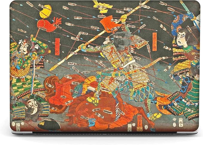 Berkin Arts Compatible with MacBook Pro 13 inch Cover, 2022-2016 Release A2289/A2251/A2338 M1 with Keyboard Cover & Screen Protector Ukiyo-e (The Kusunoki's Final Attack by Kuniyoshi)