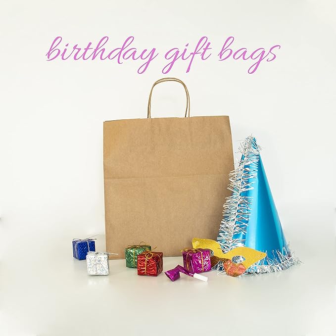 JET PAPER BAGS - 10”x5”x10” Inch [100 Pcs] Brown Paper Bags with Handles Prime for Takeout, Grocery, Goody, Retail, Party, Gifts, Weddings - Recyclable Kraft Paper Gift Bags with Handles