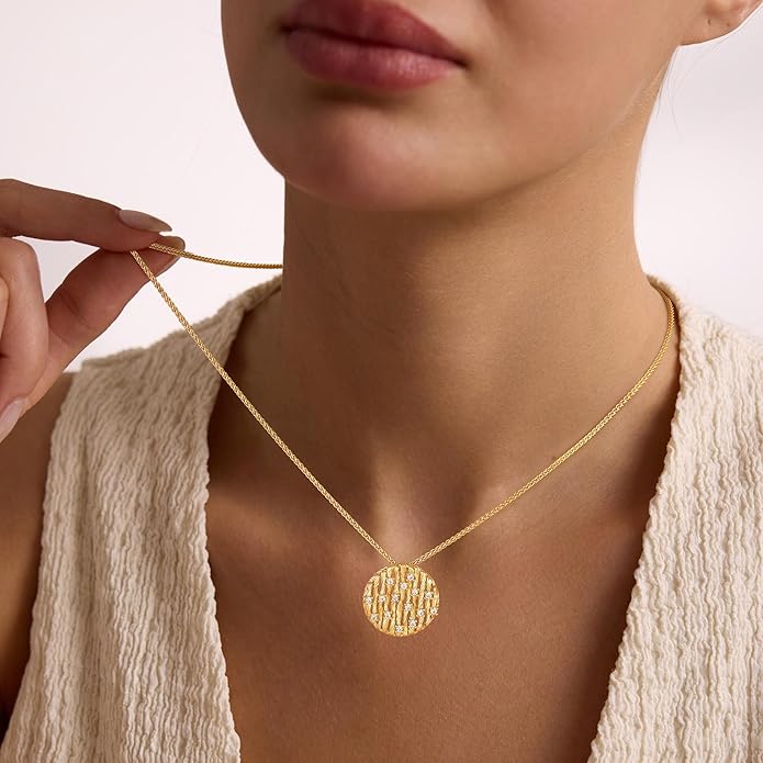 Valloey Rover Dainty Gold Necklace for Women-14K Gold Plated Simple Pendant Circle Necklace Charm Statement Long Necklaces for Women Jewelry Gifts