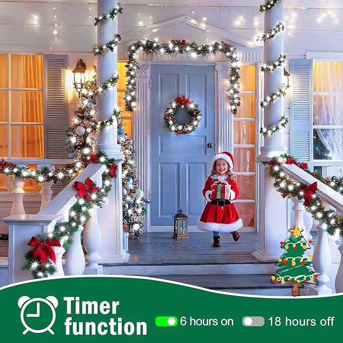 SAUIRS 190FT 500 LED Christmas Lights Outdoor String Lights with 8 Modes Timer Waterproof Fairy Light Plug in for Outside Indoor Party Xmas Palm Tree Yard Wedding Decorations(Cool White)
